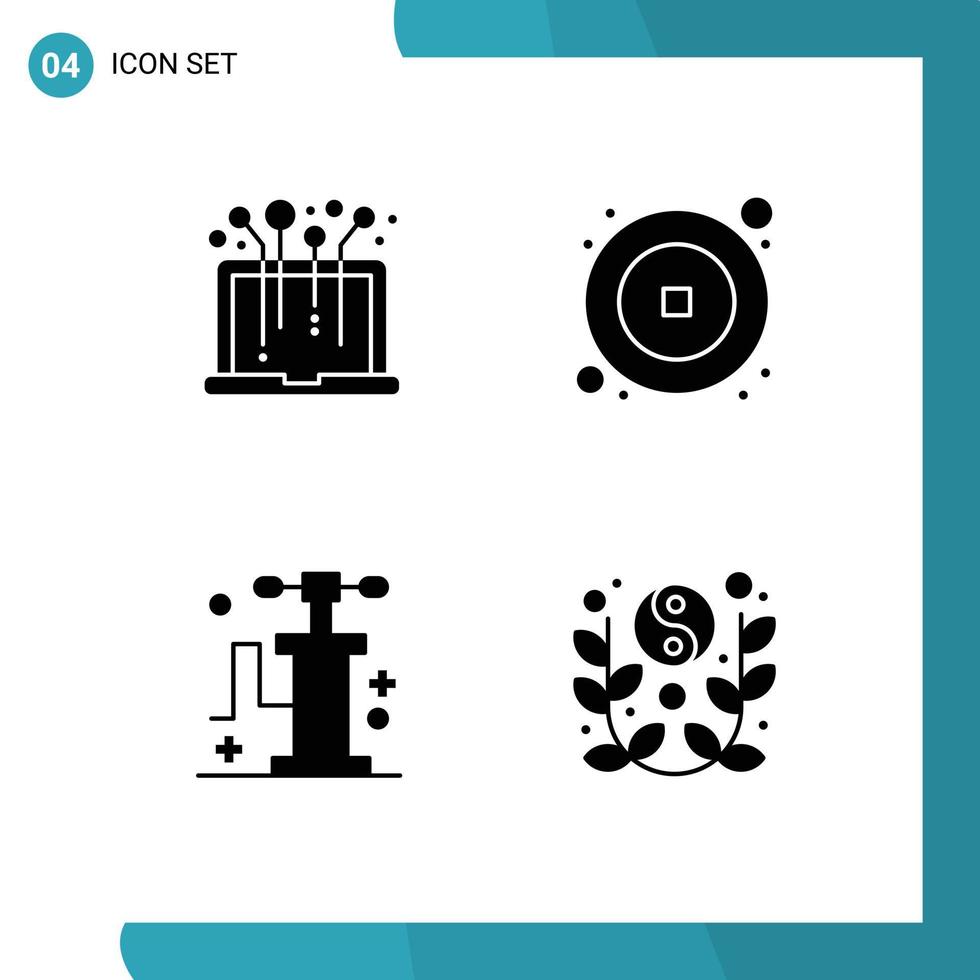 utente interfaccia imballare di 4 di base solido glifi di hardware trasporto sistema nuovo lunare modificabile vettore design elementi