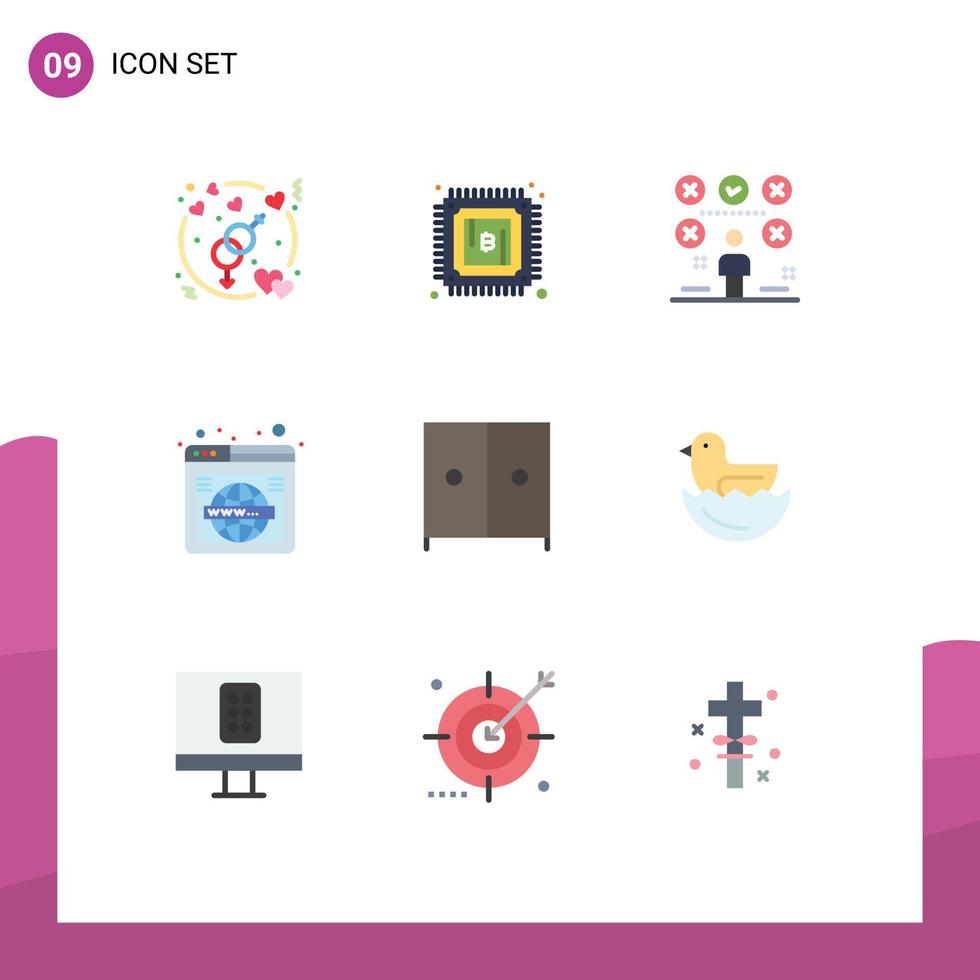 9 creativo icone moderno segni e simboli di mobilia largo carta ragnatela pagina modificabile vettore design elementi