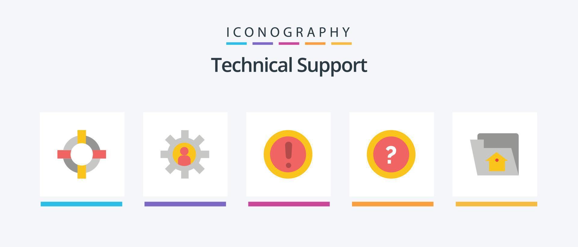 tecnico supporto piatto 5 icona imballare Compreso casa. domanda. Informazioni. informazione. di. creativo icone design vettore