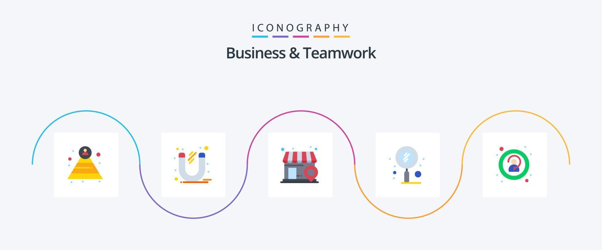attività commerciale e lavoro di squadra piatto 5 icona imballare Compreso anonimo. Ingrandisci. attività commerciale. seo. scansione vettore