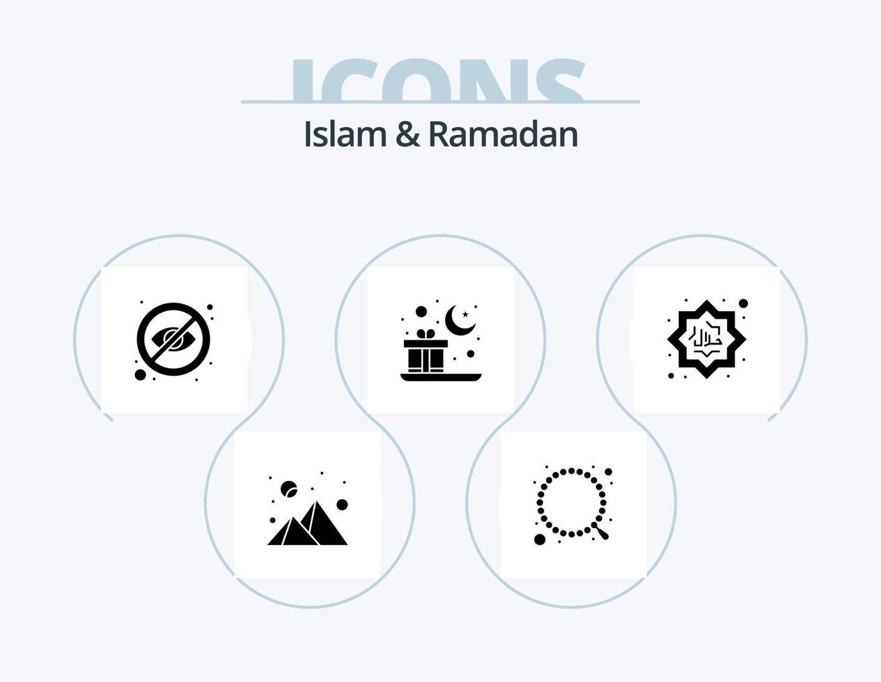 Islam e Ramadan glifo icona imballare 5 icona design. musulmano. religione. cieco. mubarak. Islam vettore