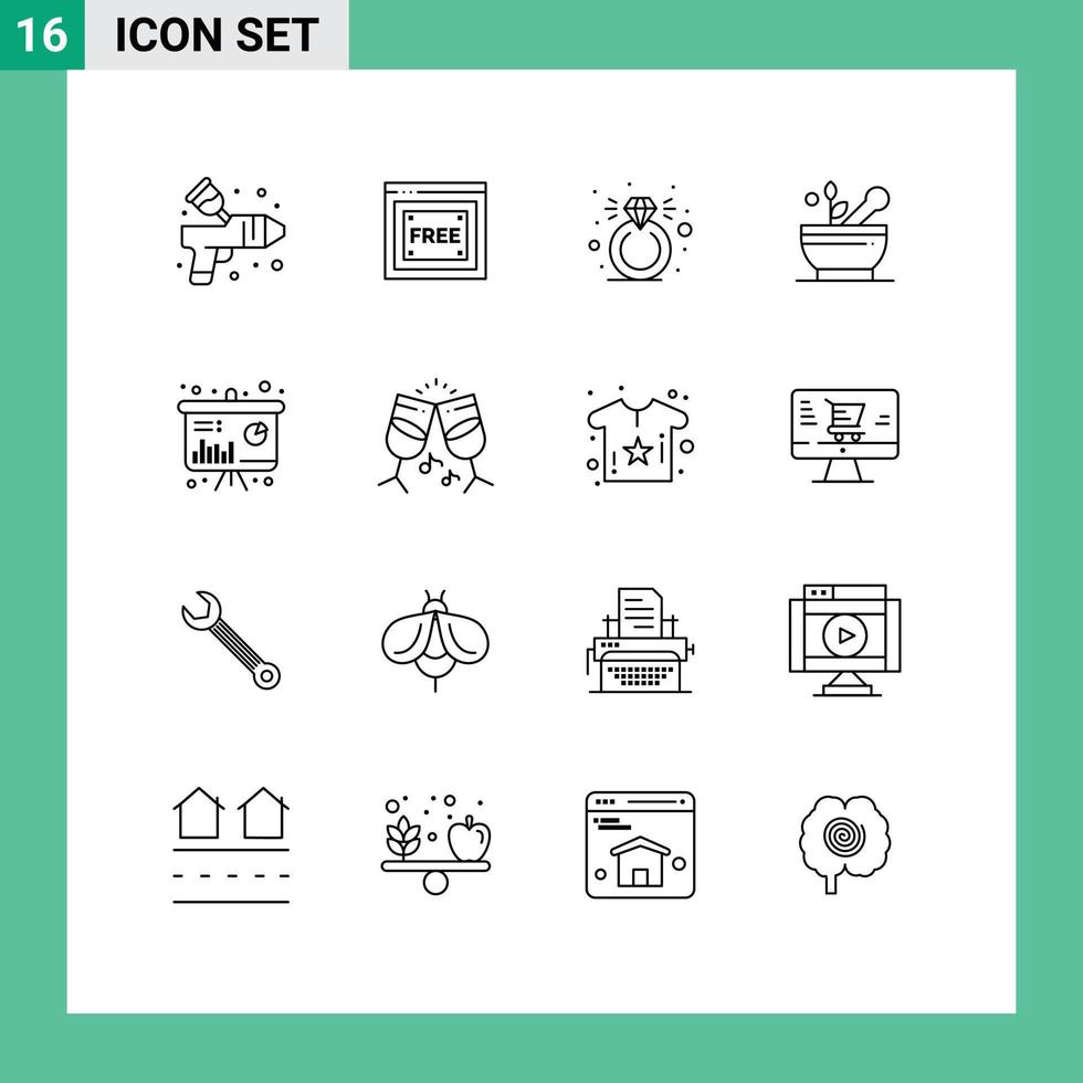 moderno impostato di 16 lineamenti pittogramma di i saldi grafico diamante ospedale medicina modificabile vettore design elementi