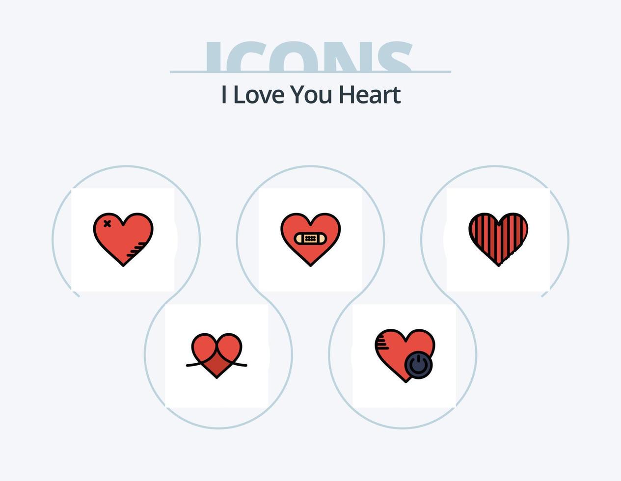cuore linea pieno icona imballare 5 icona design. regalo. piace. cuore. amore. regalo vettore