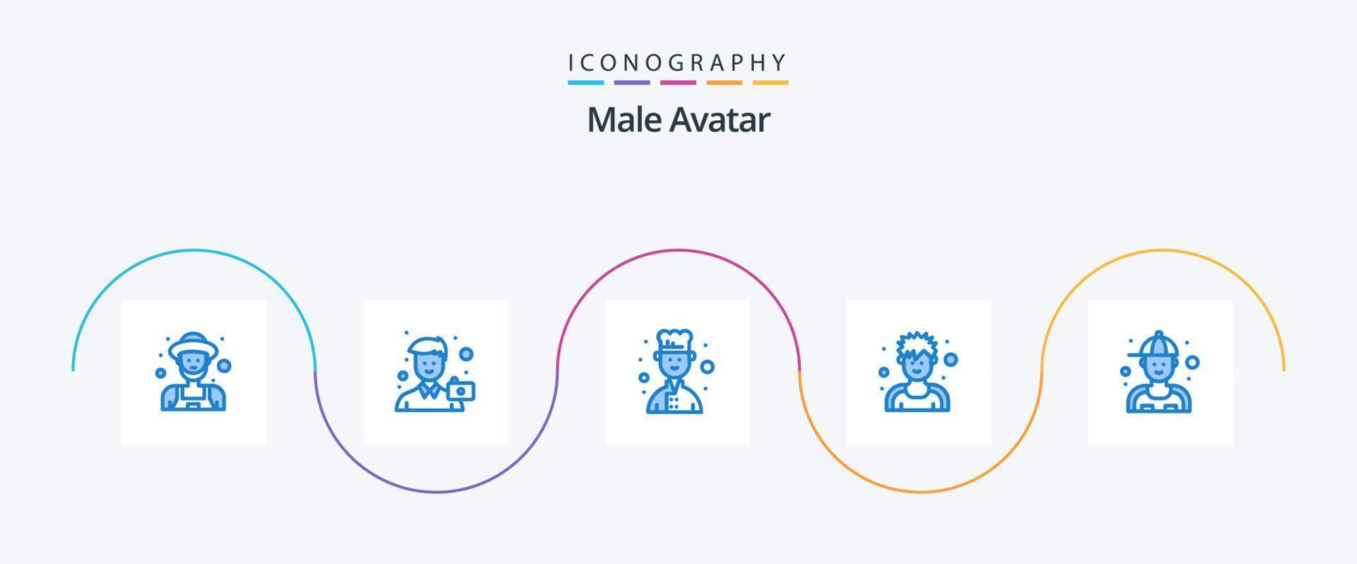 maschio avatar blu 5 icona imballare Compreso meccanico. sportivo. ritratto. uomo. atleta vettore