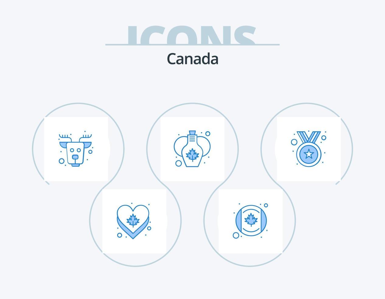 Canada blu icona imballare 5 icona design. ricompensa. distintivo. Canada. foglia. vaso vettore