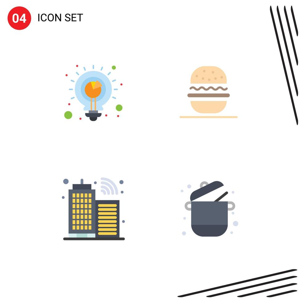 4 piatto icona concetto per siti web mobile e applicazioni pianificazione infrastruttura analisi americano cucinando modificabile vettore design elementi
