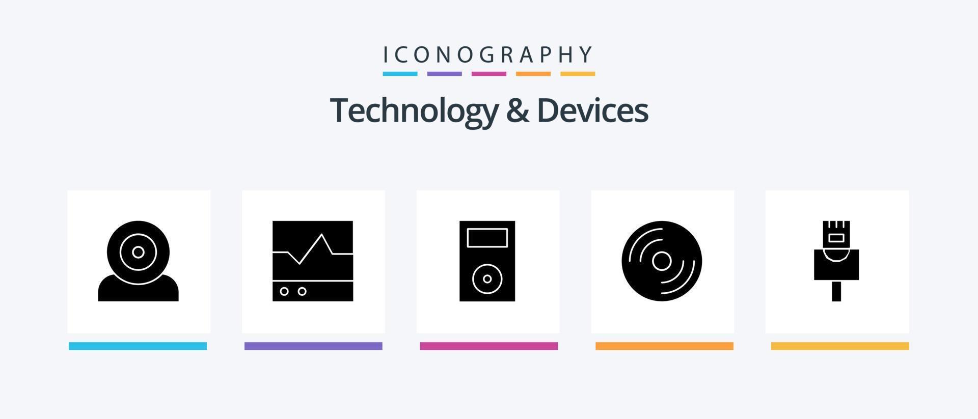 dispositivi glifo 5 icona imballare Compreso hardware. dispositivi. prodotti. tecnologia. iPod. creativo icone design vettore