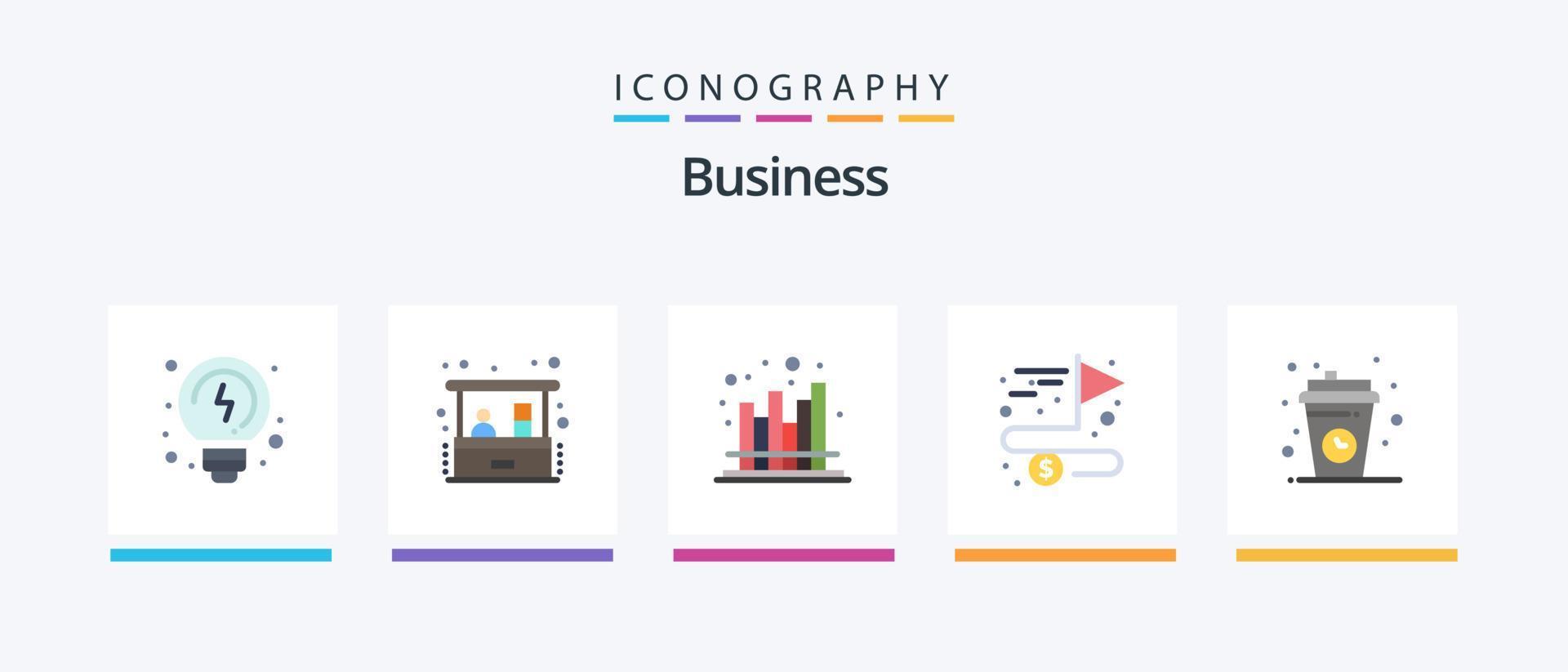 attività commerciale piatto 5 icona imballare Compreso caffè. obiettivo. economia. completare. compiere. creativo icone design vettore