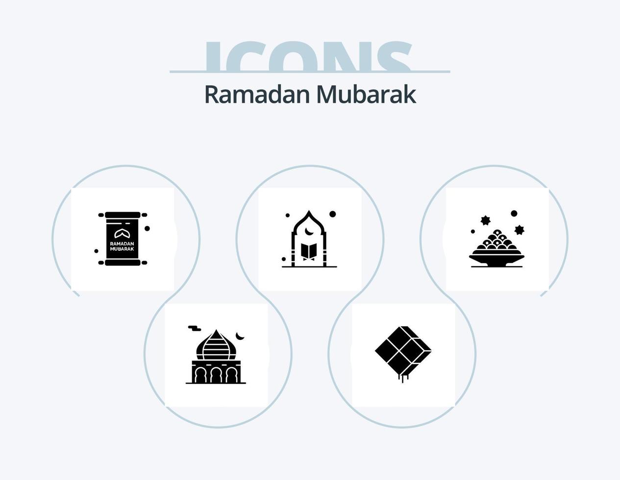 Ramadan glifo icona imballare 5 icona design. moschea. Islam. ramadan. mubarak. iftar vettore