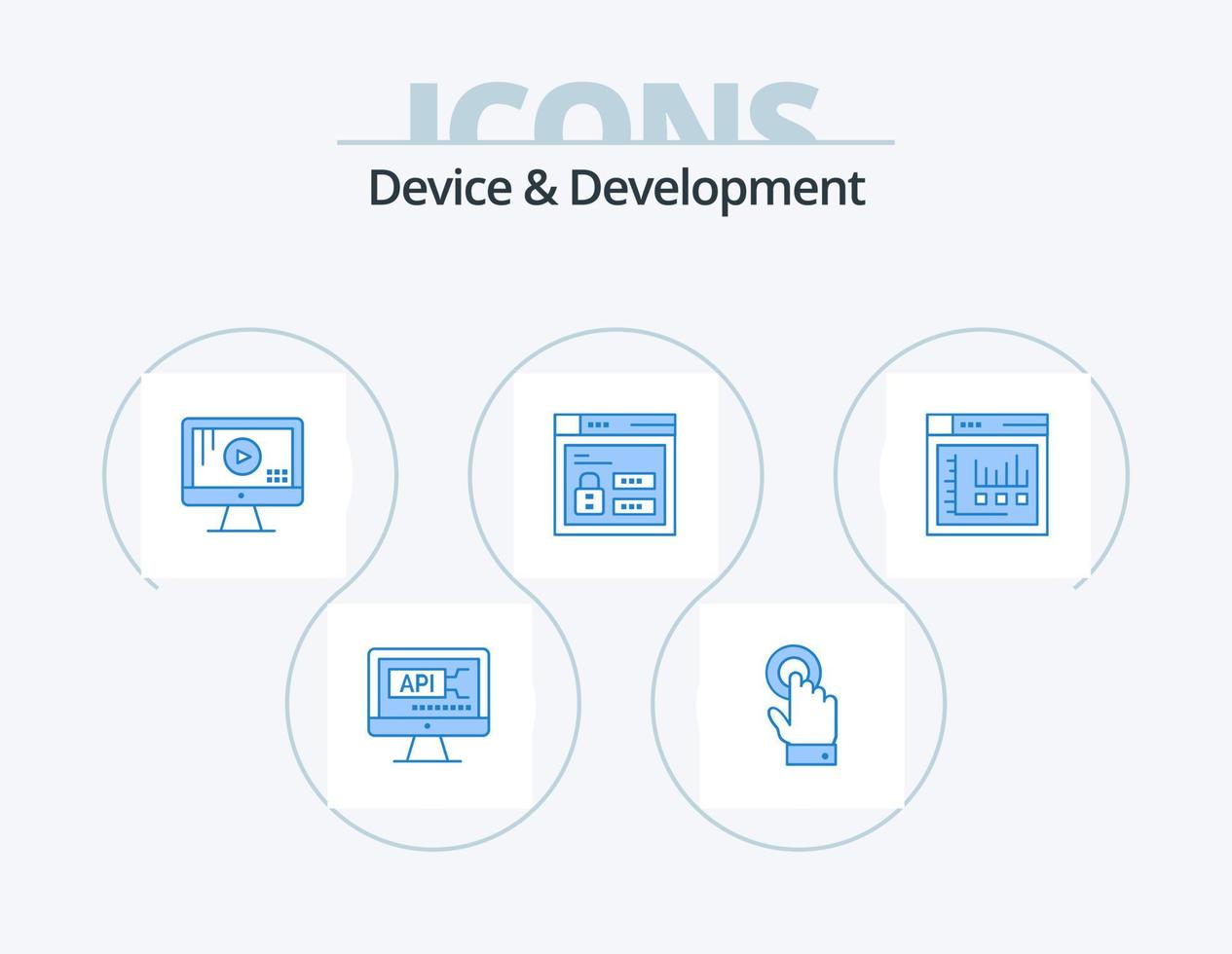 dispositivo e sviluppo blu icona imballare 5 icona design. Internet . codice. computer. serratura. del browser vettore