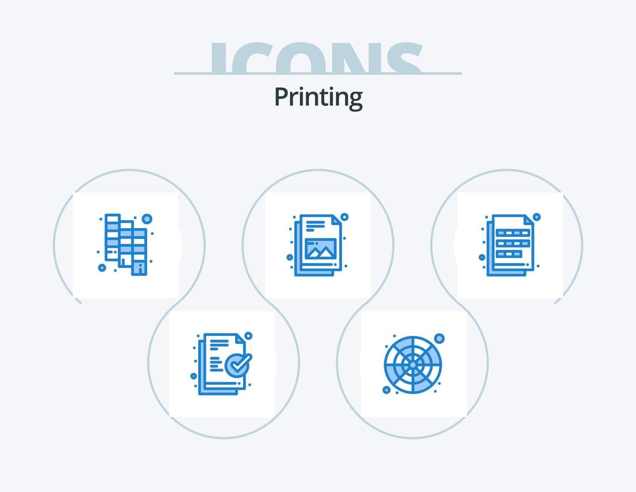 stampa blu icona imballare 5 icona design. imaging. estensione. Catalogare. colore. file vettore