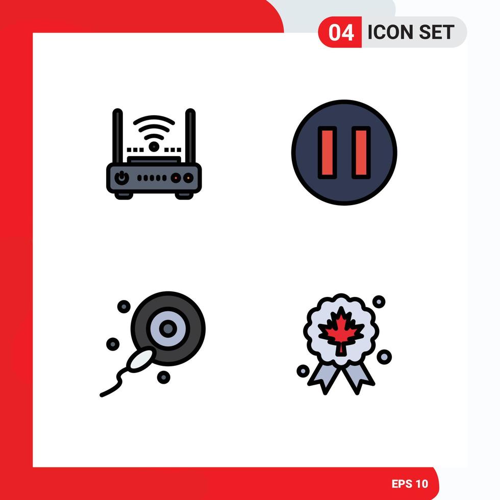 azione vettore icona imballare di 4 linea segni e simboli per router bio Internet pausa premio modificabile vettore design elementi