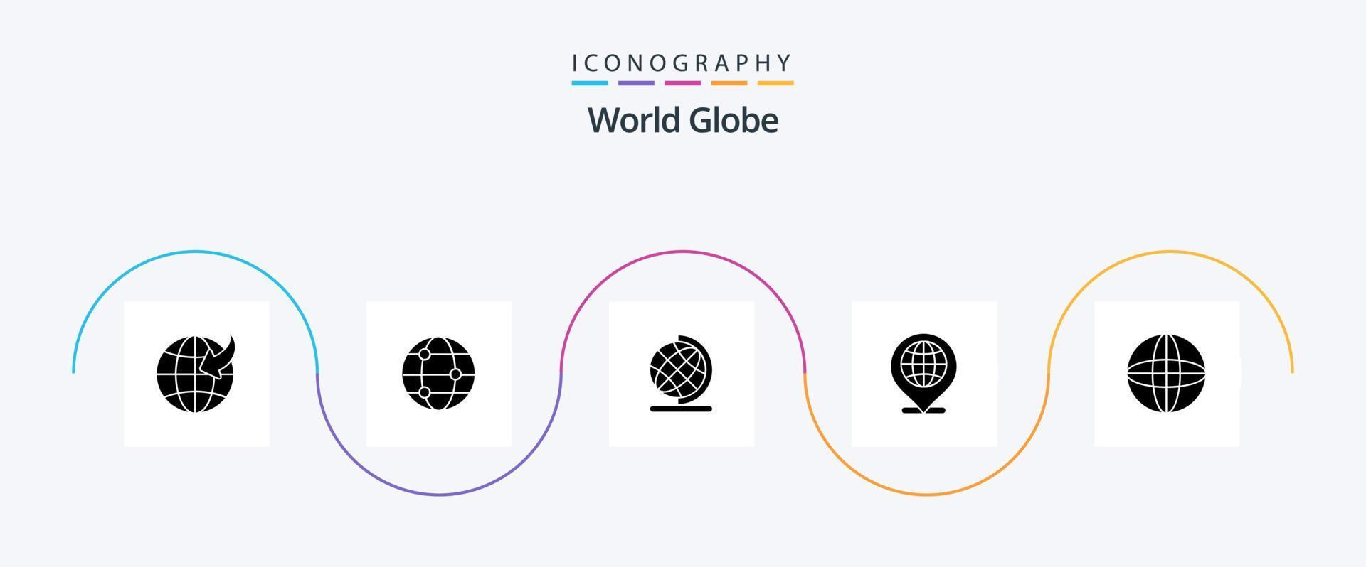 globo glifo 5 icona imballare Compreso . mondo. globo. Internet. Posizione vettore