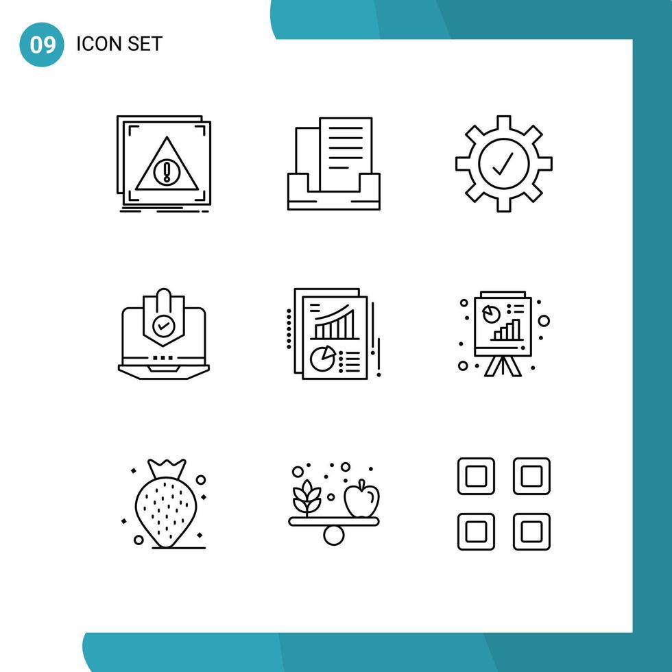 9 creativo icone moderno segni e simboli di sicurezza protetta protezione il computer portatile computer modificabile vettore design elementi