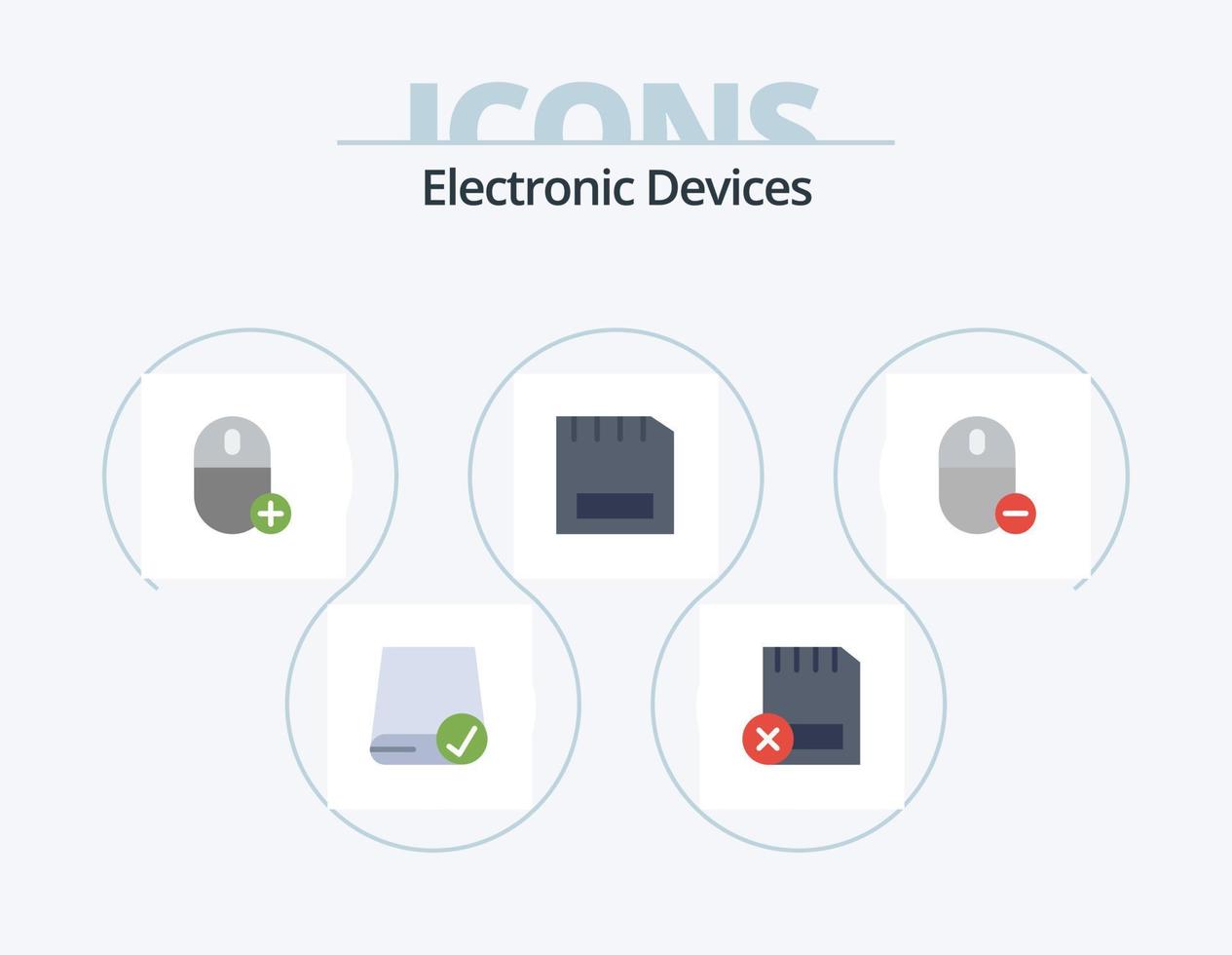 dispositivi piatto icona imballare 5 icona design. dispositivi. carta. hardware. hardware. dispositivi vettore