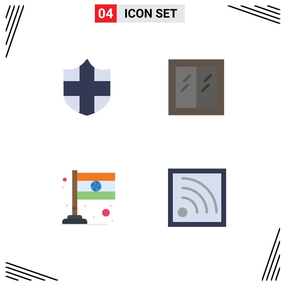 piatto icona imballare di 4 universale simboli di protezione India bicchiere finestra segnale modificabile vettore design elementi