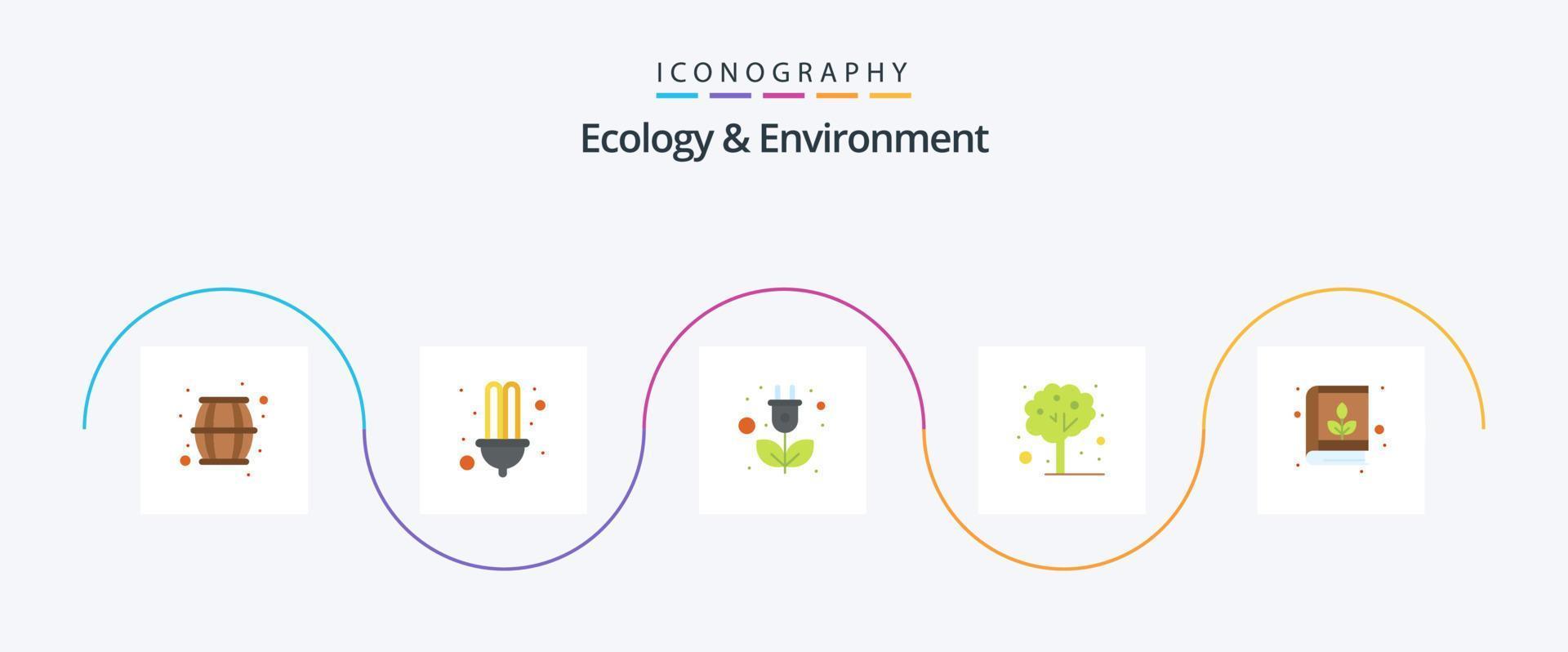 ecologia e ambiente piatto 5 icona imballare Compreso ambiente. albero. energia. estate. natura vettore