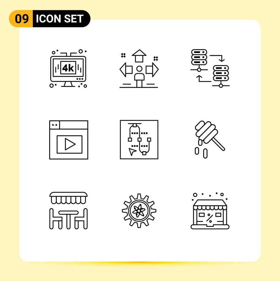 impostato di 9 moderno ui icone simboli segni per topo design uomo ragnatela server cremagliera modificabile vettore design elementi