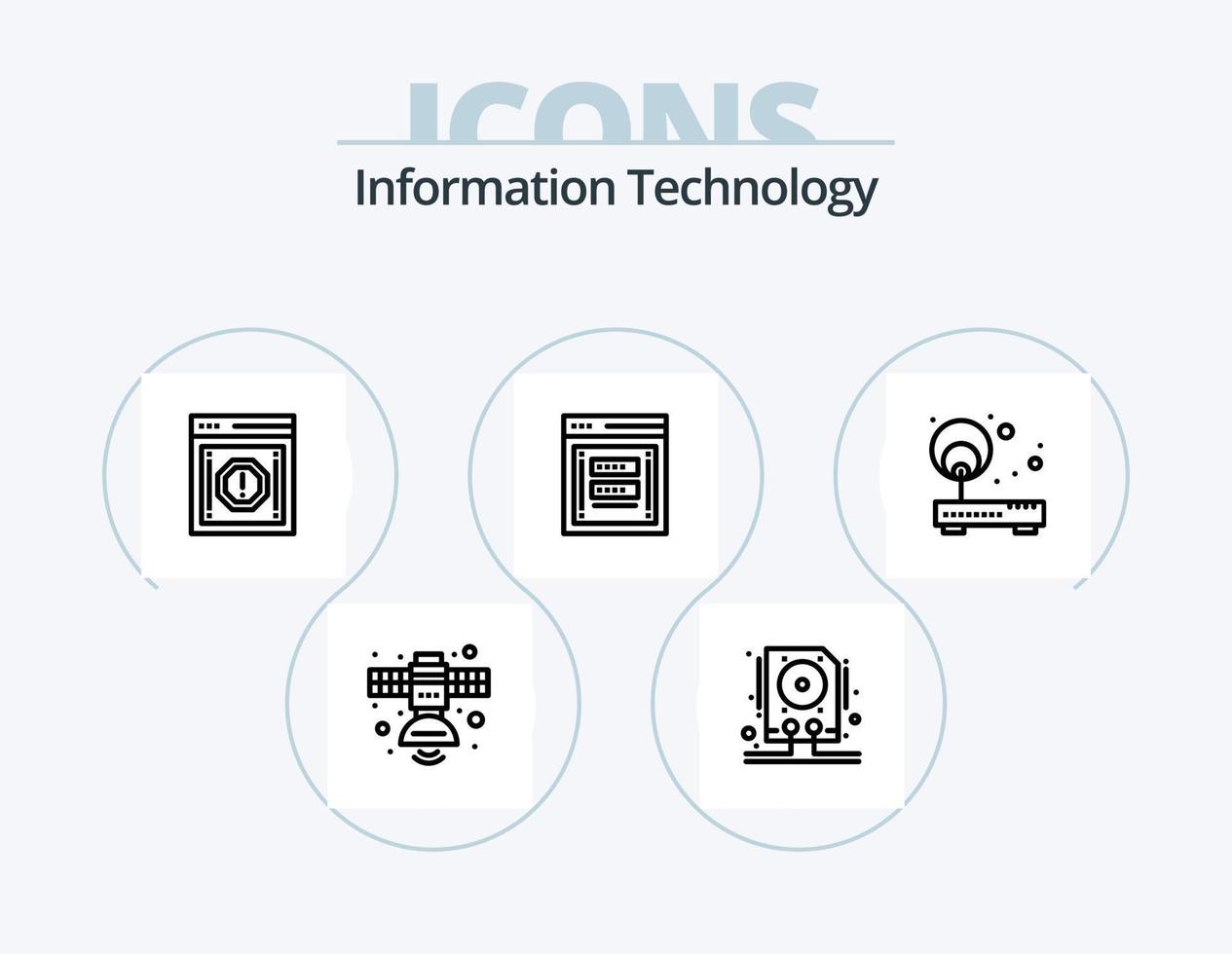 informazione tecnologia linea icona imballare 5 icona design. notifica. Internet. Conservazione. mettere in guardia. Internet vettore