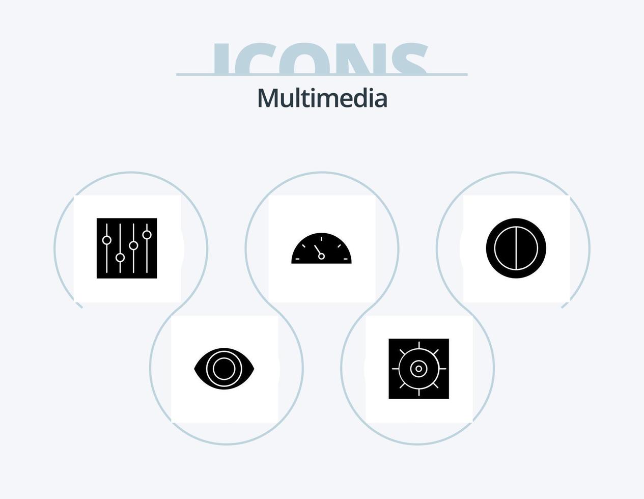 multimedia glifo icona imballare 5 icona design. . misura. contrasto vettore