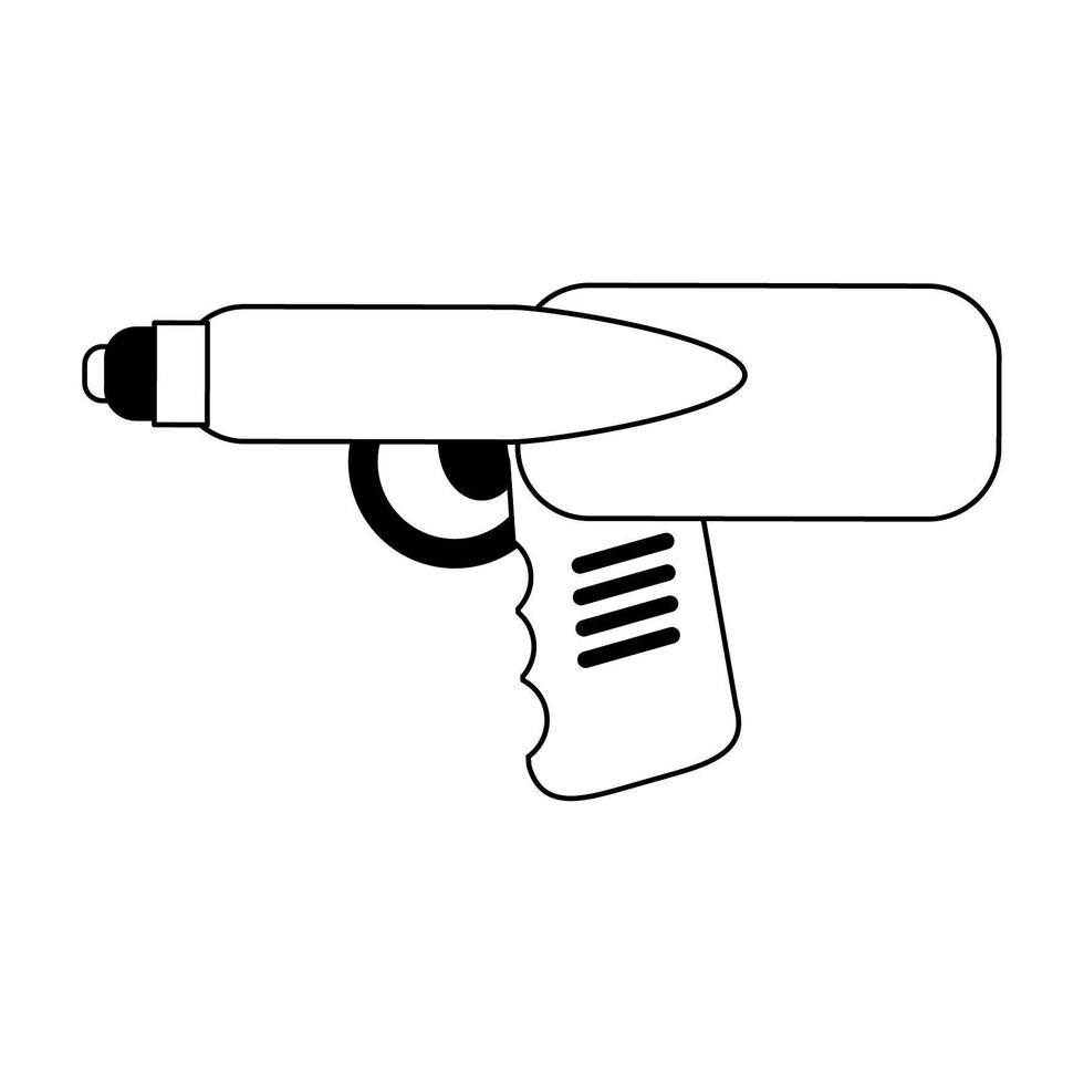 cartone animato giocattolo pistola pistola ad acqua in bianco e nero vettore