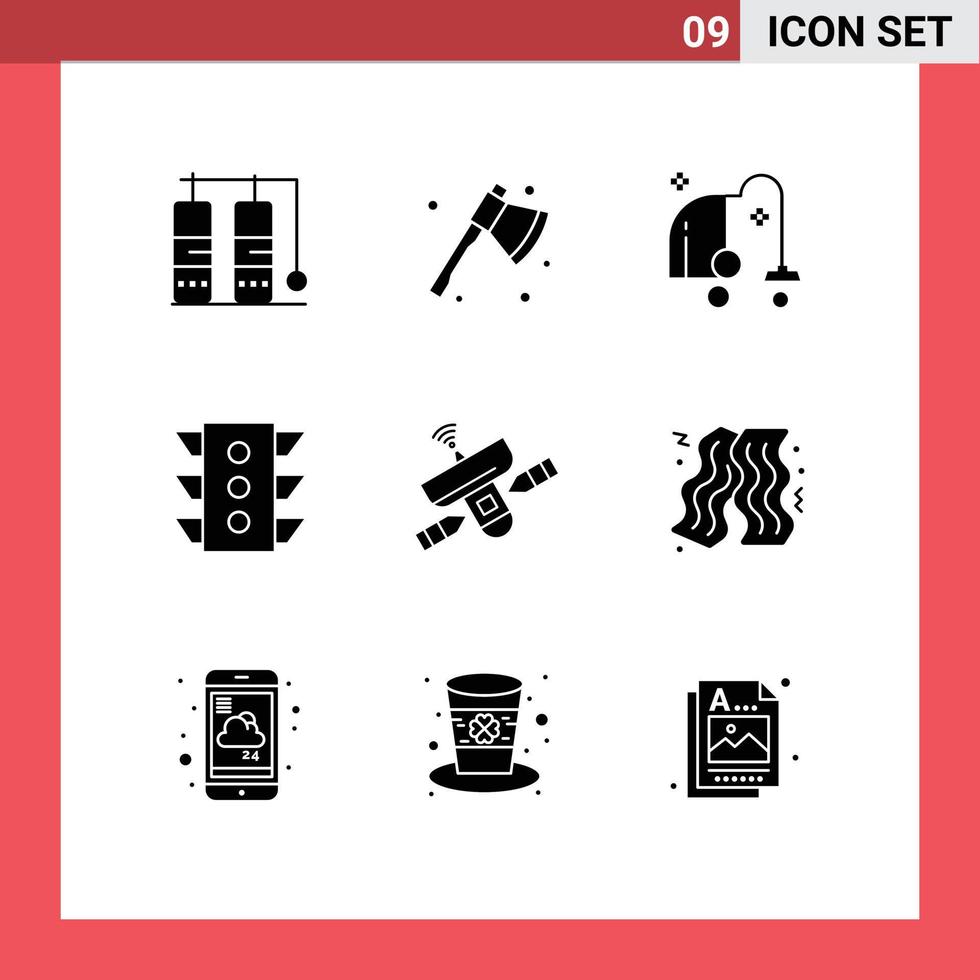 imballare di 9 creativo solido glifi di antenna regola elettrico navigazione traffico modificabile vettore design elementi