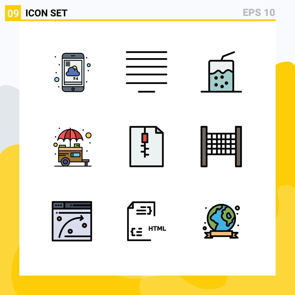 impostato di 9 moderno ui icone simboli segni per documento negozio cocktail strada stalla modificabile vettore design elementi