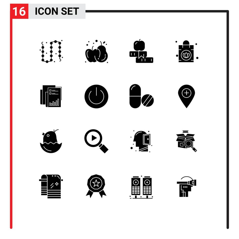 pittogramma impostato di 16 semplice solido glifi di analitica borsa formazione scolastica le signore Università modificabile vettore design elementi