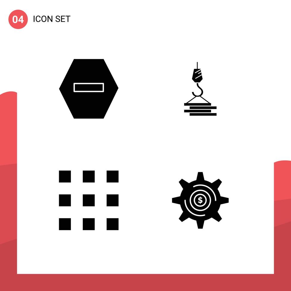 azione vettore icona imballare di 4 linea segni e simboli per bandire codice gru porto serratura modificabile vettore design elementi
