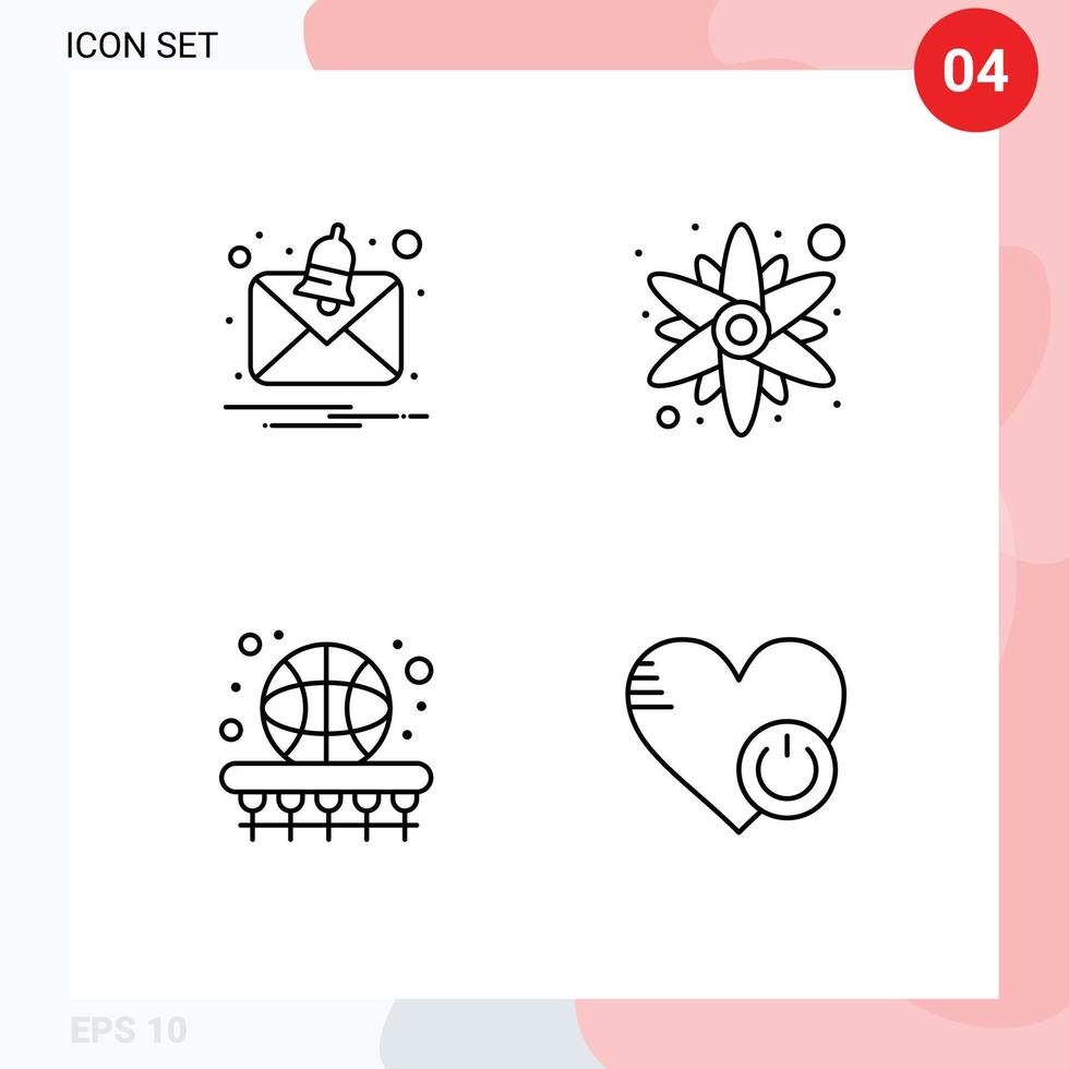 impostato di 4 moderno ui icone simboli segni per mettere in guardia gioco rosa palla spegnimento modificabile vettore design elementi