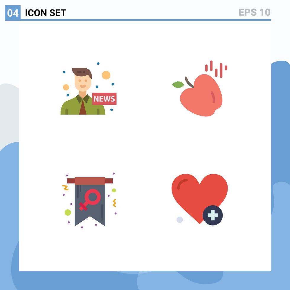 4 universale piatto icone impostato per ragnatela e mobile applicazioni ancora femmina notizia scienza simbolo modificabile vettore design elementi