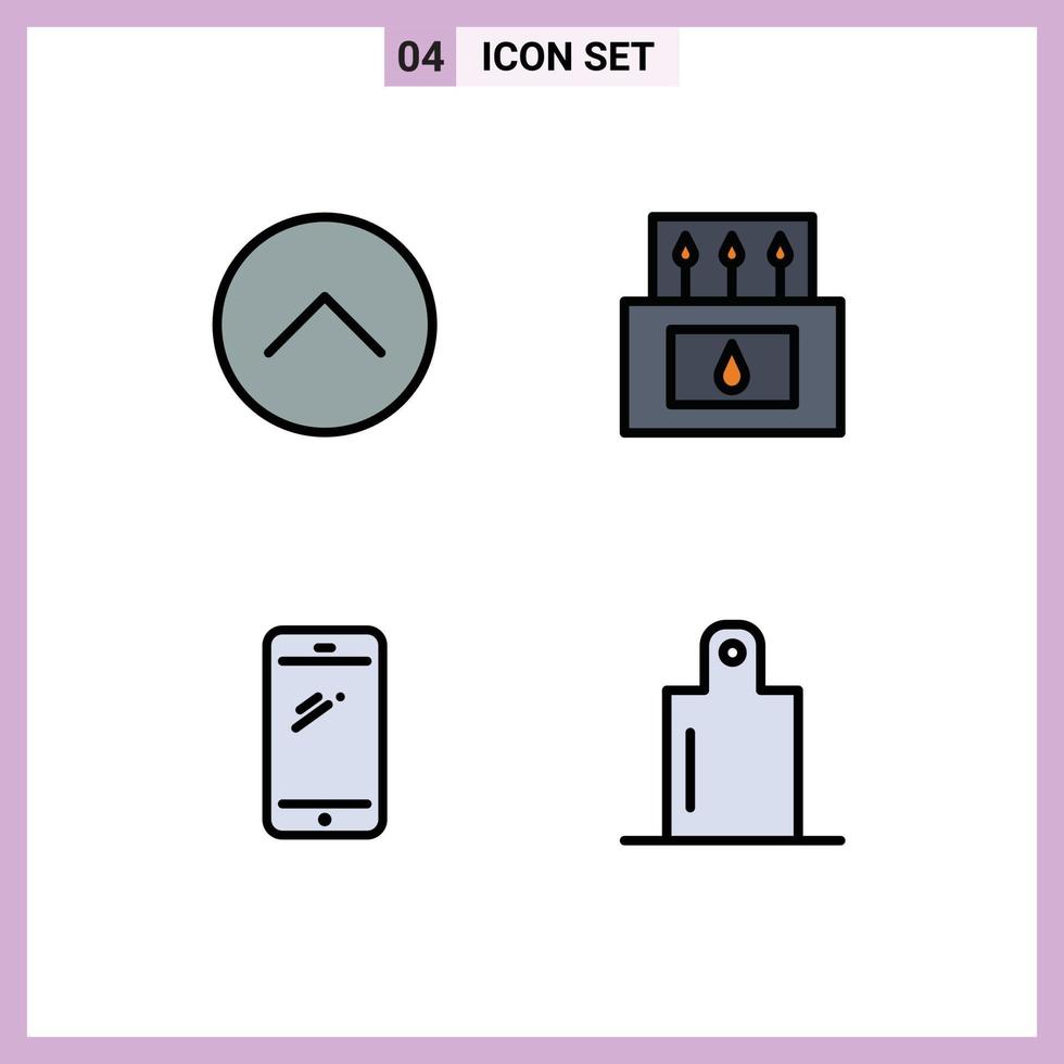 universale icona simboli gruppo di 4 moderno riga piena piatto colori di su inteligente Telefono multimedia fiammiferi androide modificabile vettore design elementi