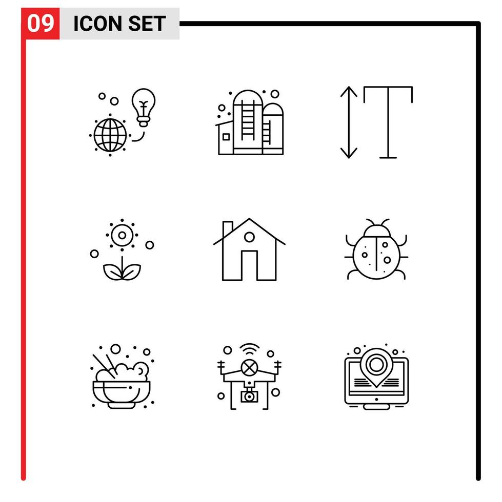 9 utente interfaccia schema imballare di moderno segni e simboli di indirizzo natura silo fiore flora modificabile vettore design elementi
