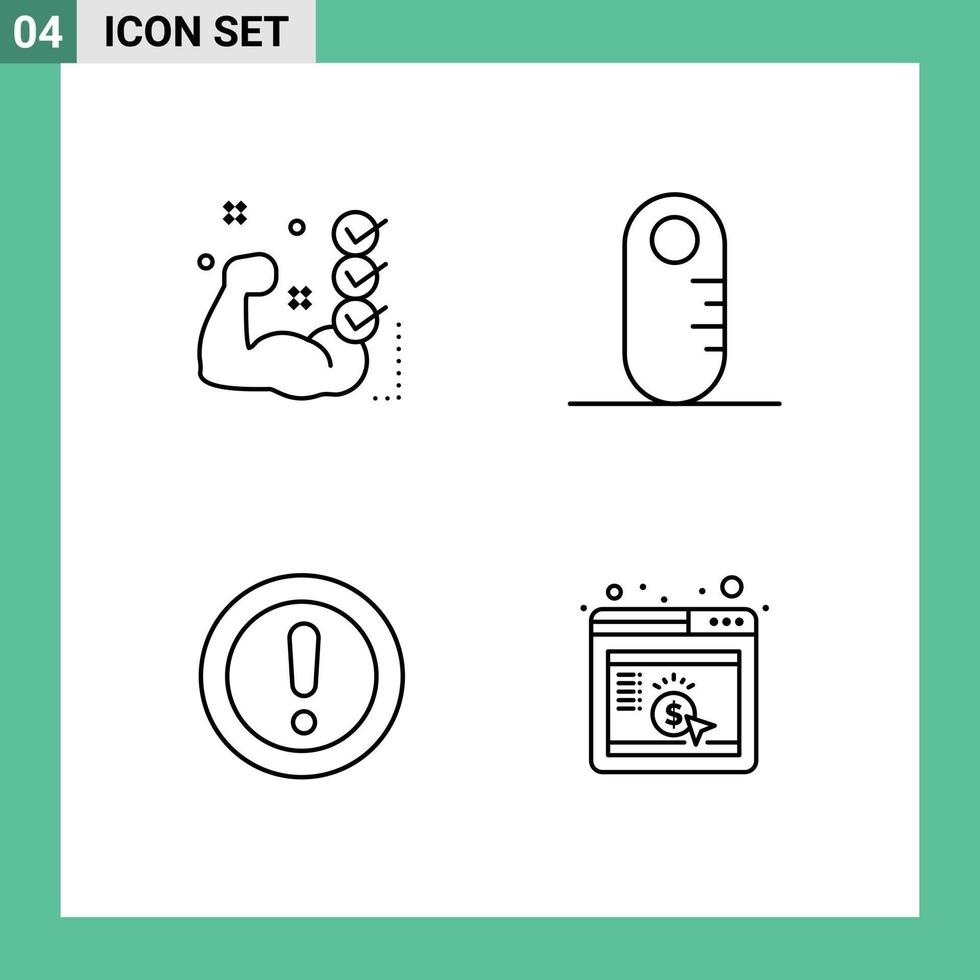 impostato di 4 moderno ui icone simboli segni per Palestra Informazioni routine righello domanda modificabile vettore design elementi