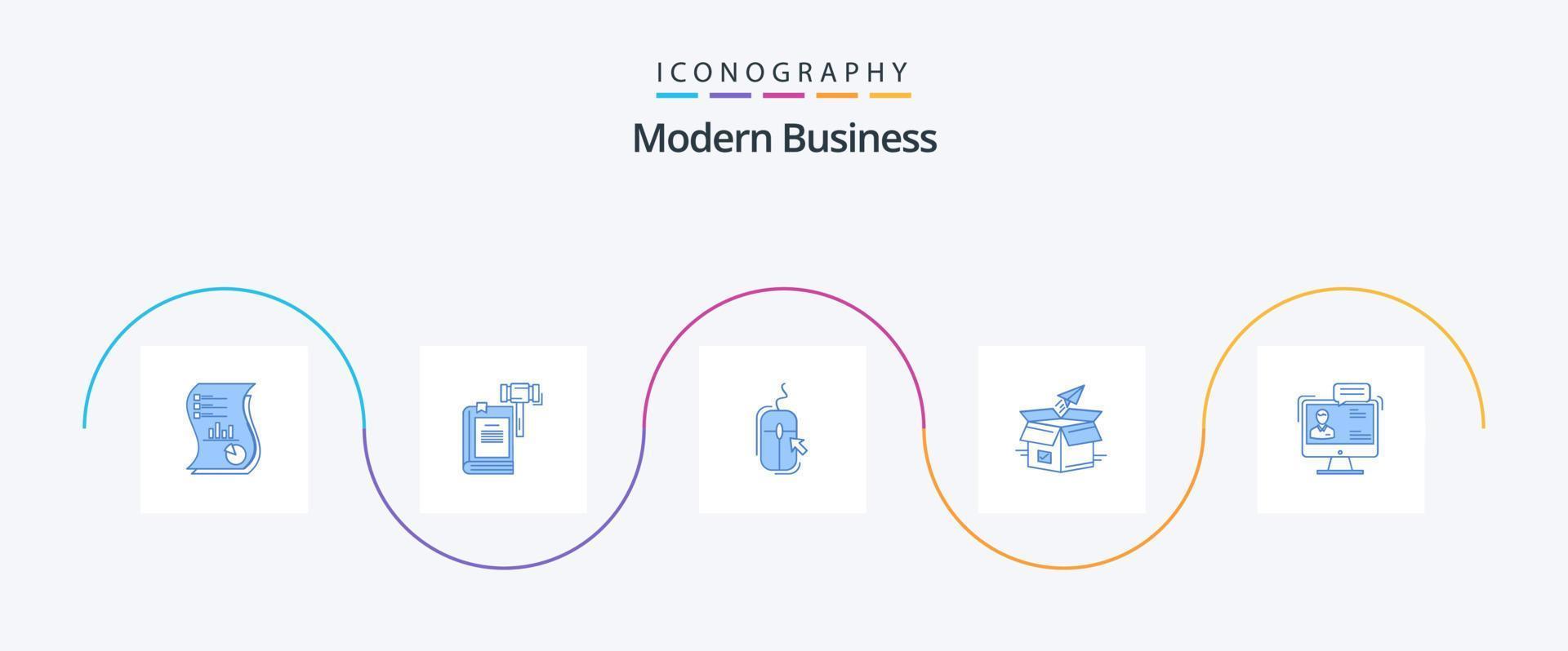 moderno attività commerciale blu 5 icona imballare Compreso in linea. clic. azione. topo. martello vettore