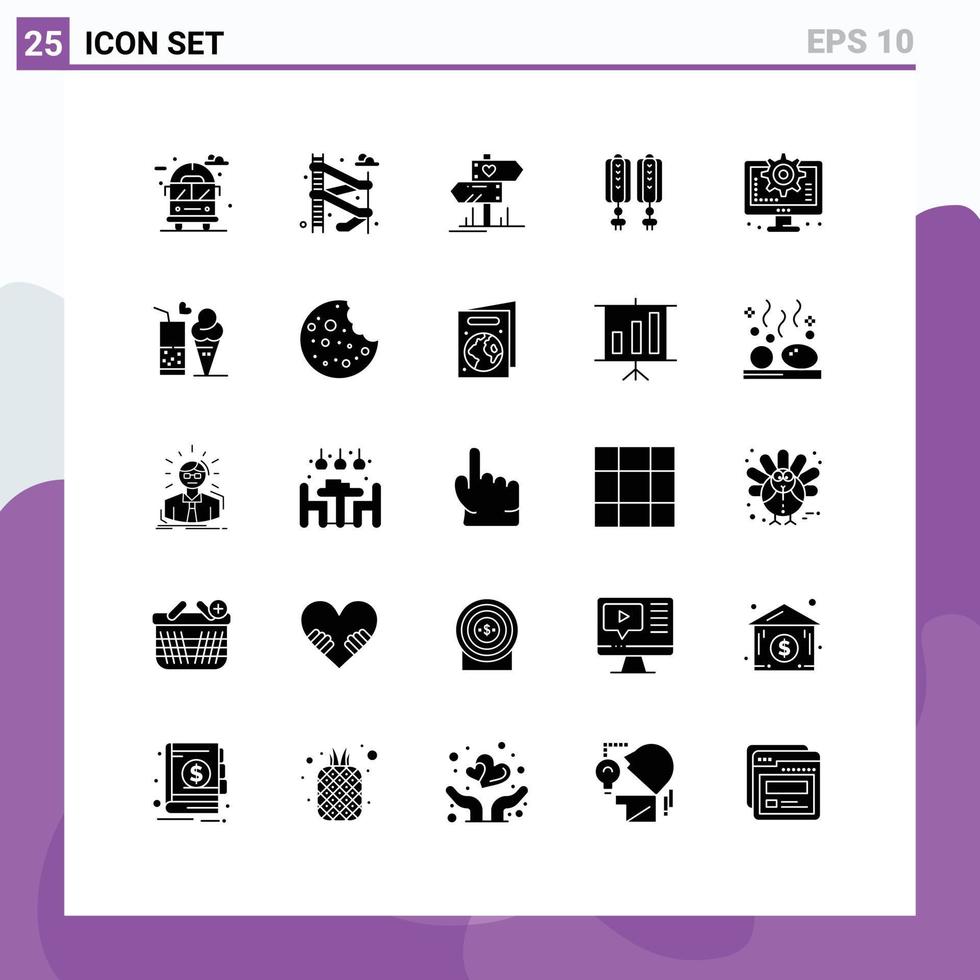 impostato di 25 moderno ui icone simboli segni per processi computer amore decorazione Cina modificabile vettore design elementi