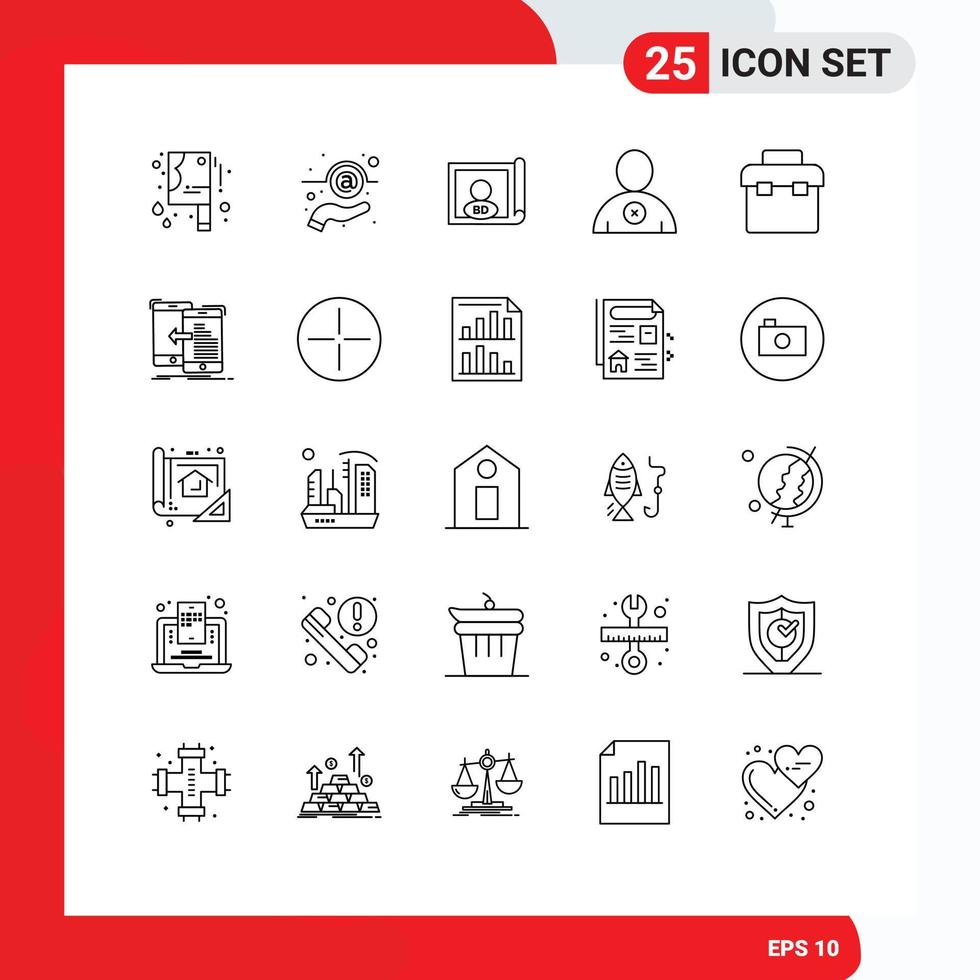 impostato di 25 moderno ui icone simboli segni per cassetta degli attrezzi attrezzatura nazione scatola uomo modificabile vettore design elementi