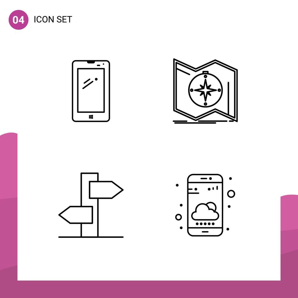 impostato di 4 moderno ui icone simboli segni per Telefono navigazione androide Esplorare vacanza modificabile vettore design elementi