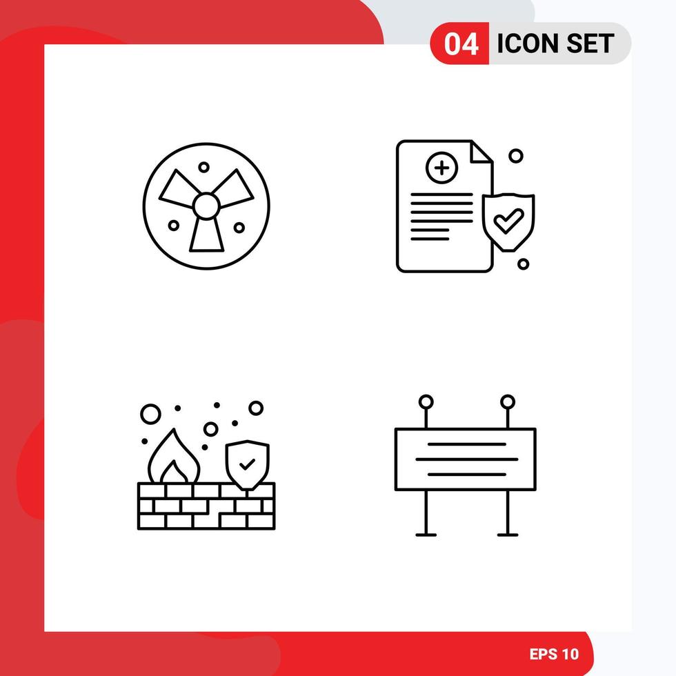 impostato di 4 moderno ui icone simboli segni per radiazione sicurezza fan politica costruzione bandiera modificabile vettore design elementi
