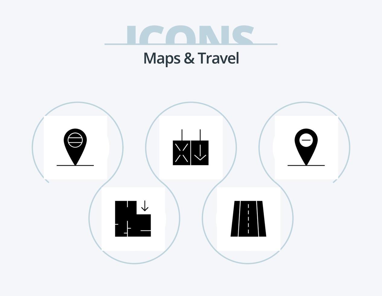 mappe e viaggio glifo icona imballare 5 icona design. . inversione. vettore