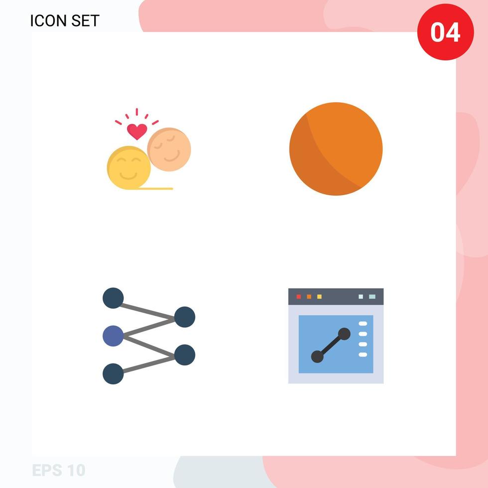 imballare di 4 moderno piatto icone segni e simboli per ragnatela Stampa media come come coppia scienza emoji palla del browser modificabile vettore design elementi