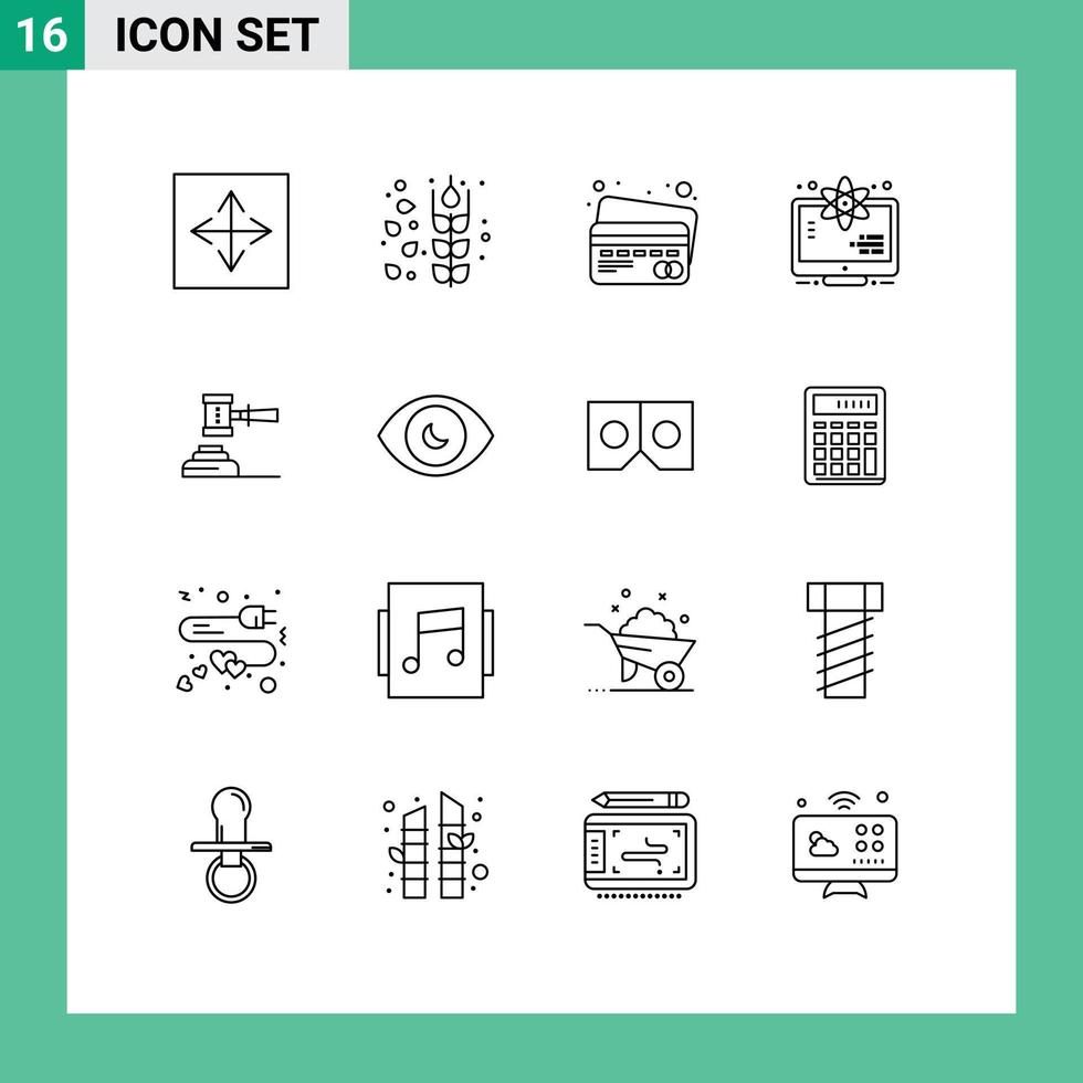 16 creativo icone moderno segni e simboli di vendita all'asta legge carta spazio tenere sotto controllo modificabile vettore design elementi