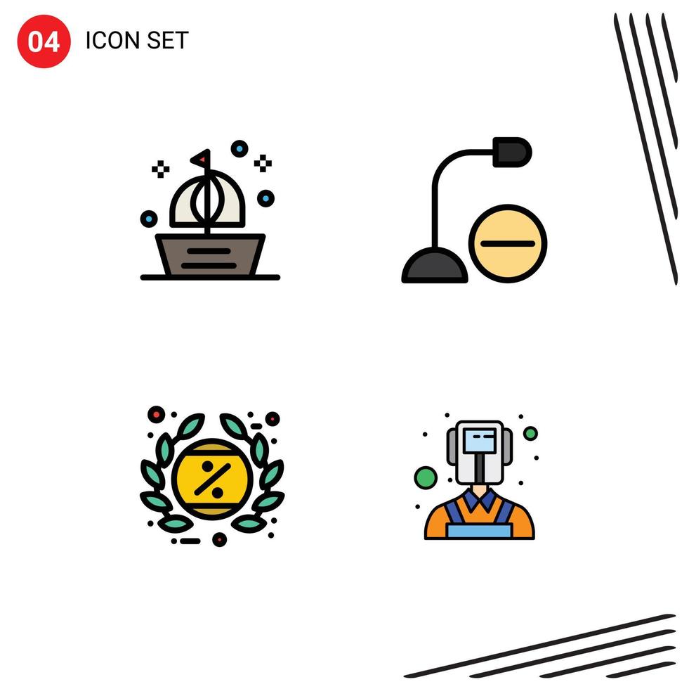 4 creativo icone moderno segni e simboli di barca microfono nave dispositivi nero Venerdì modificabile vettore design elementi