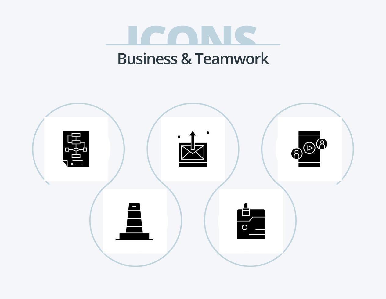 attività commerciale e lavoro di squadra glifo icona imballare 5 icona design. spedito. attività commerciale. tecnologia. strategia. documento vettore