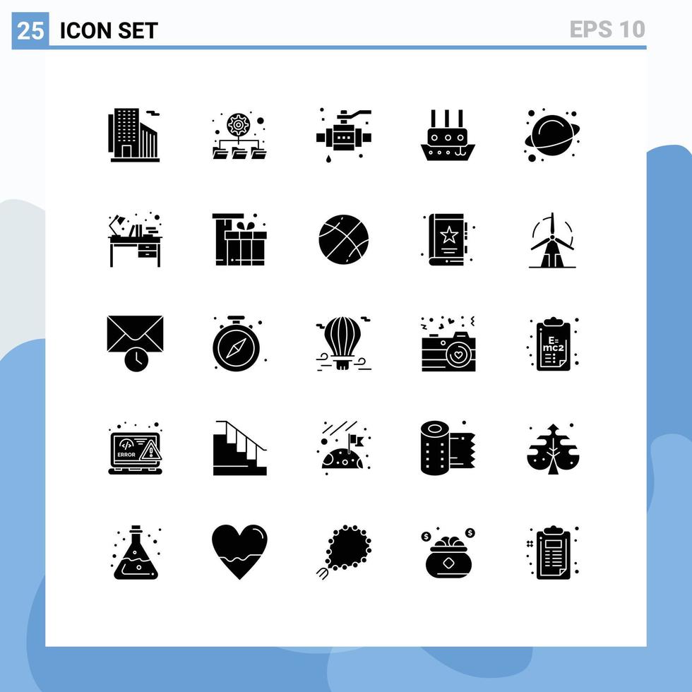 impostato di 25 moderno ui icone simboli segni per spazio rotazione costruzione nave battello a vapore modificabile vettore design elementi