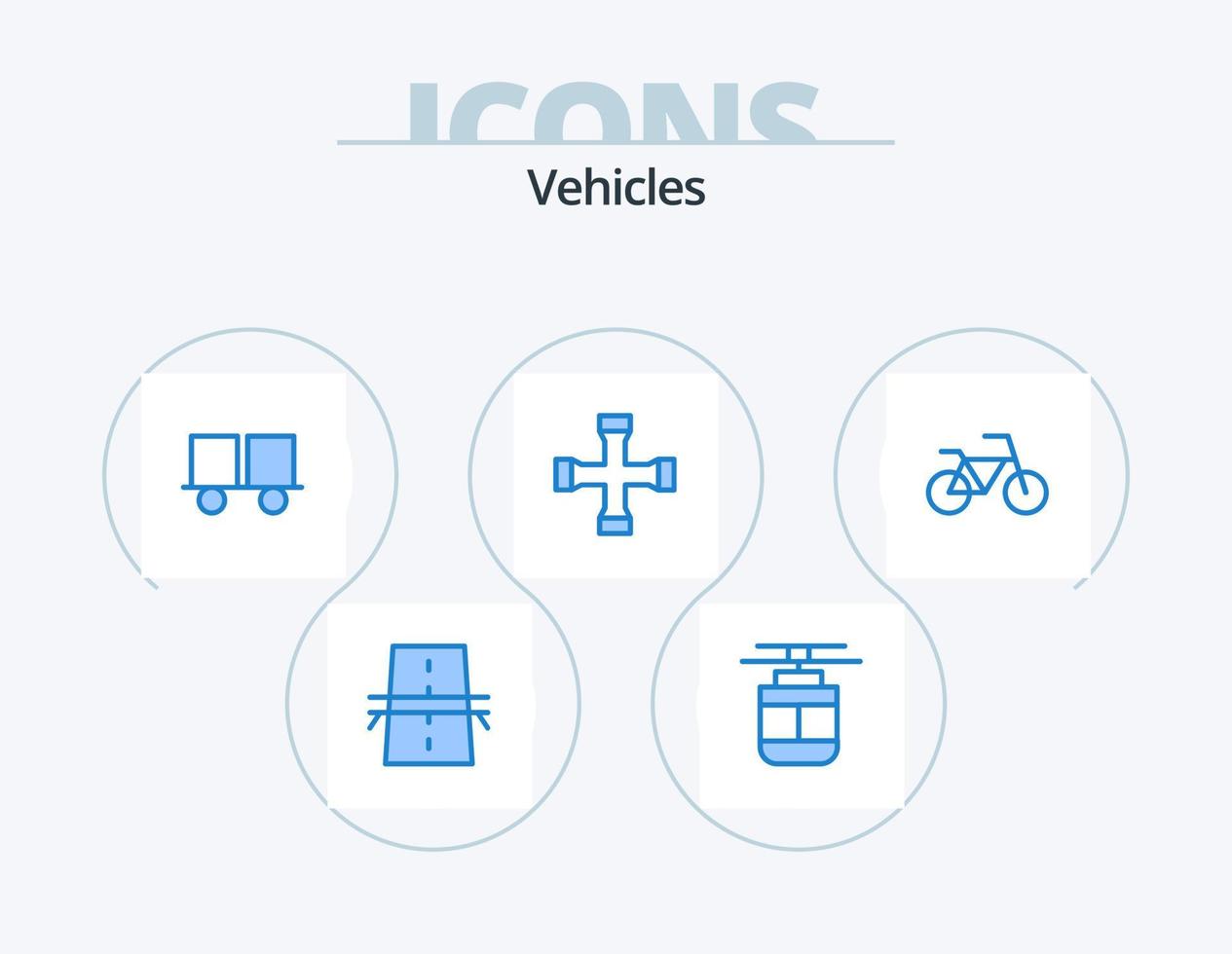 veicoli blu icona imballare 5 icona design. box auto. costruzione e Strumenti. trasporto. sollevamento camion. carrello elevatore a forca vettore