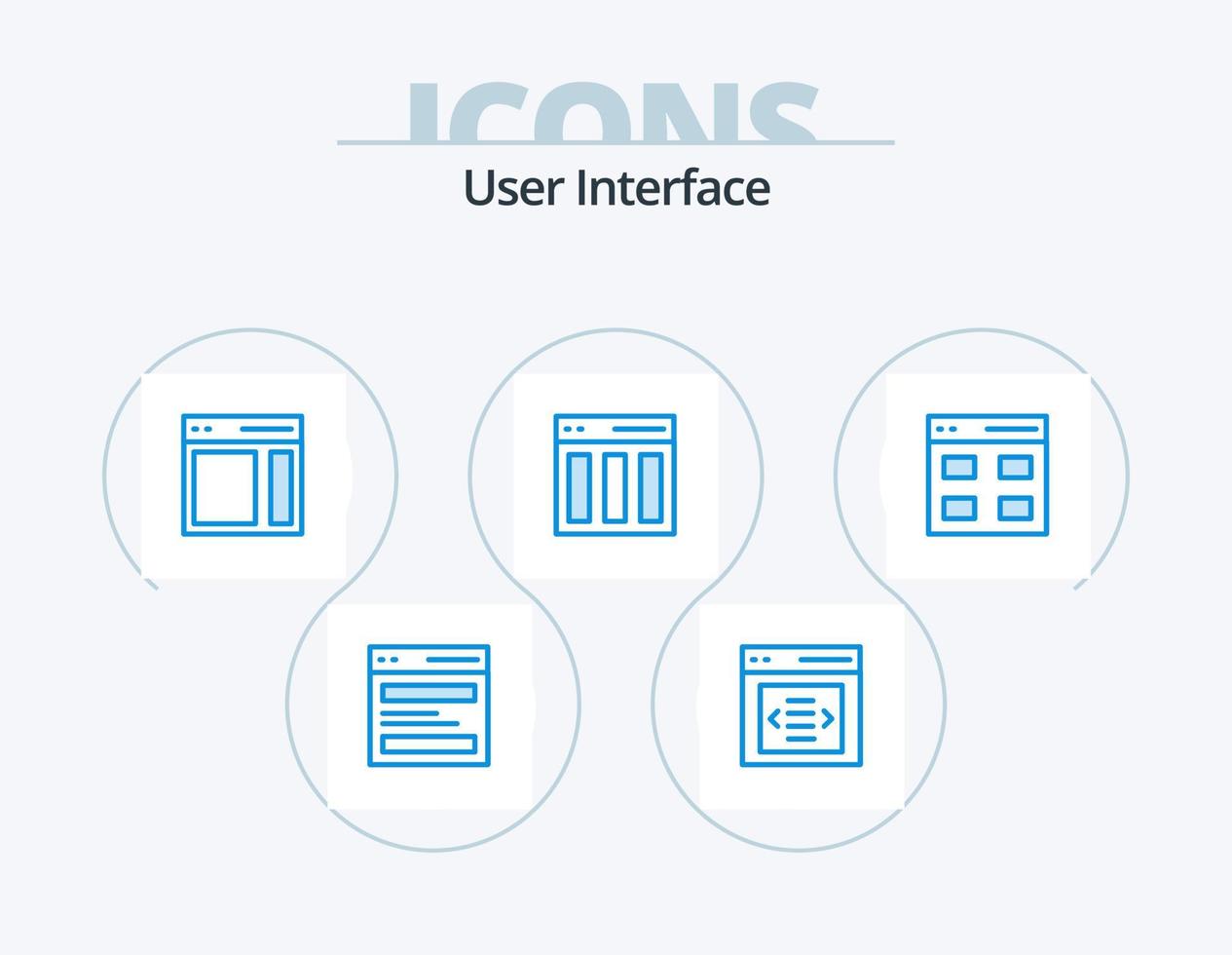 utente interfaccia blu icona imballare 5 icona design. contenuto. colonne. utente. utente. giusto vettore