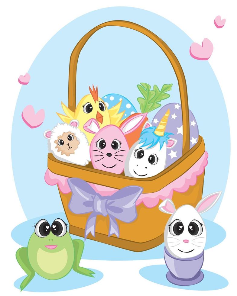 Buona Pasqua. set di uova di Pasqua con diversa consistenza su uno sfondo bianco. vacanze di primavera. illustrazione vettoriale uova di Pasqua felici