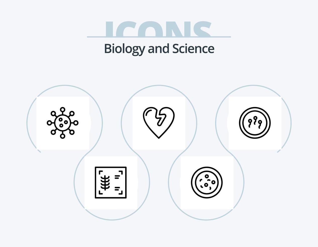 biologia linea icona imballare 5 icona design. cellula. biochimica. biologia. scienza. biologia vettore