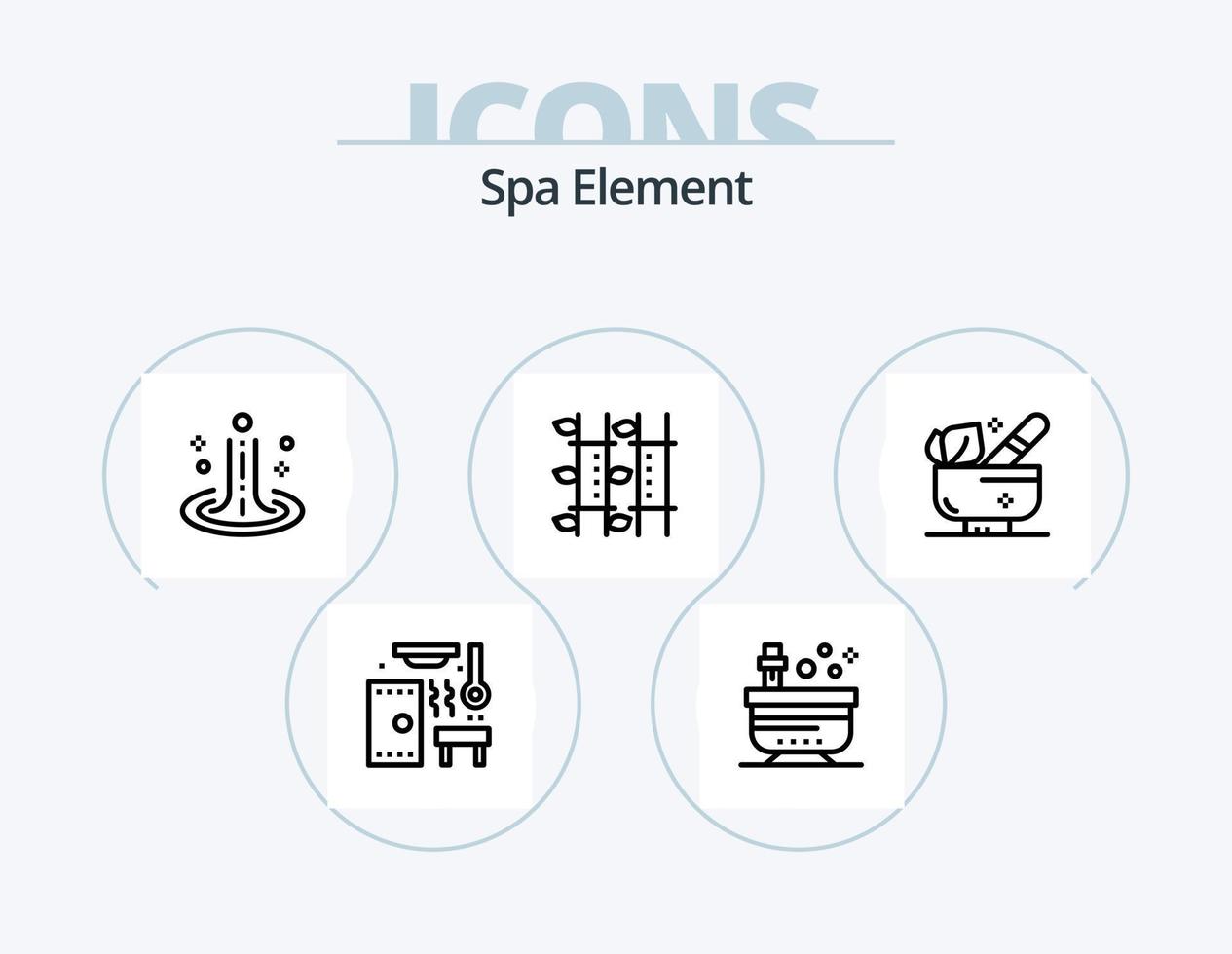 terme elemento linea icona imballare 5 icona design. spa. bagno. candela. elemento. agopuntura vettore
